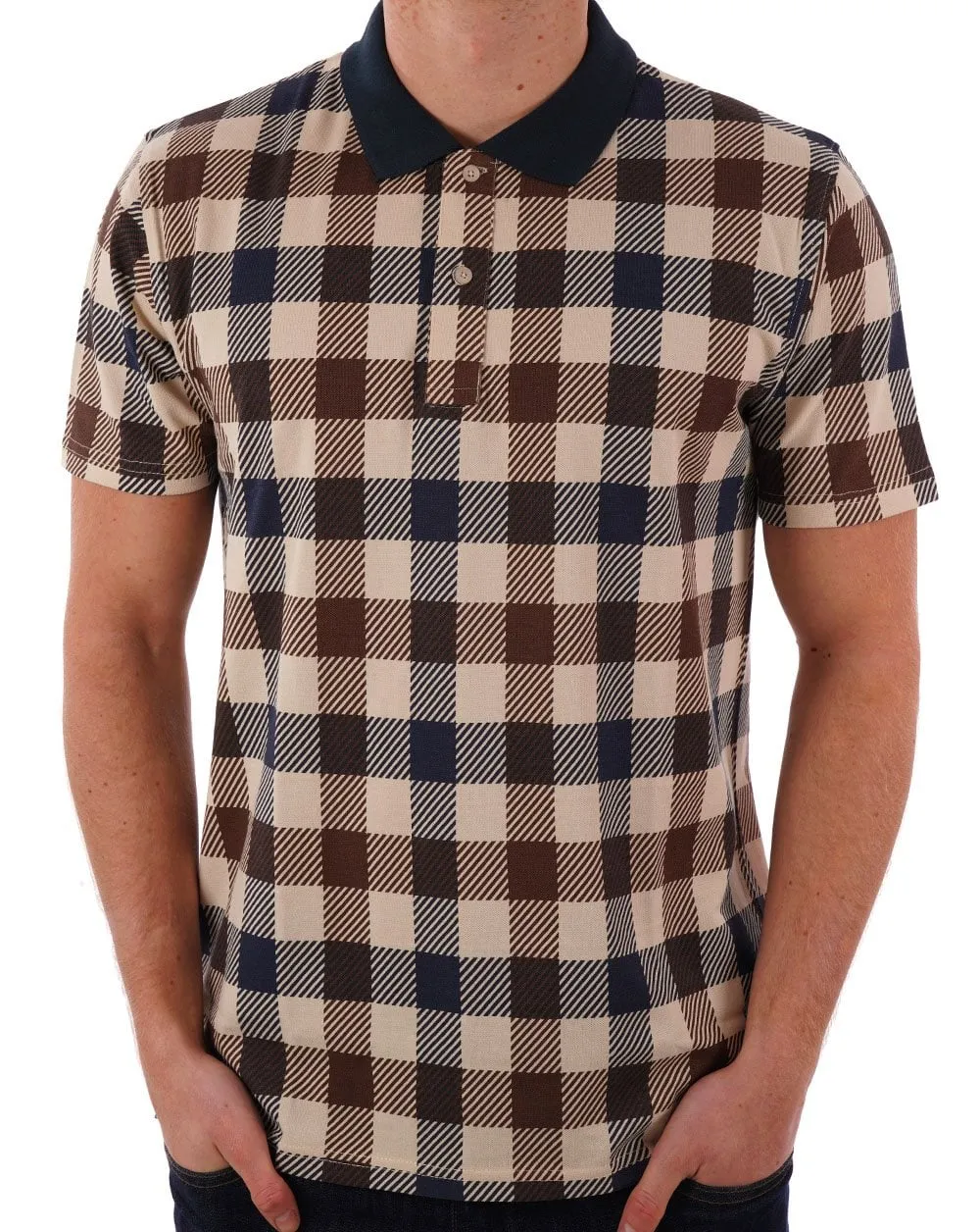 Aquascutum Macro Check Polo Navy