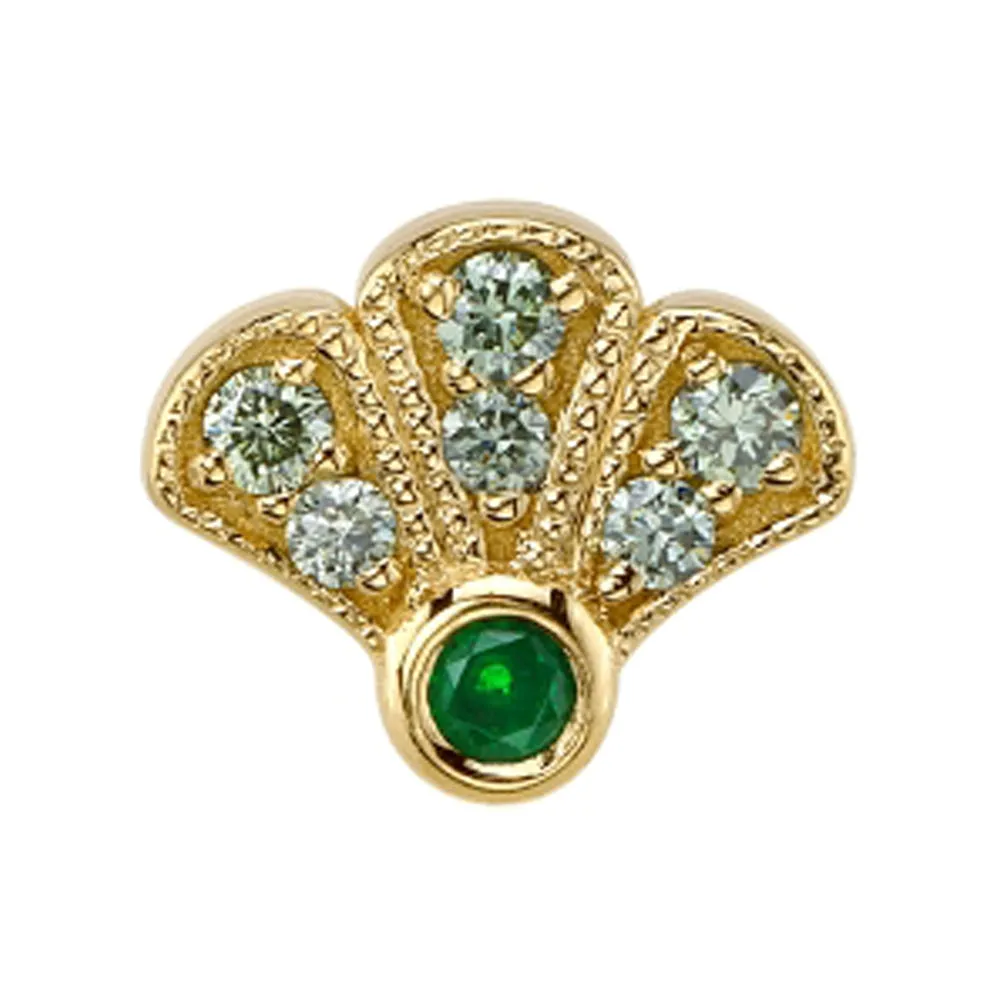 Arden Threaded End in Gold with Chrome Green Tourmaline & Pine Green Diamonds