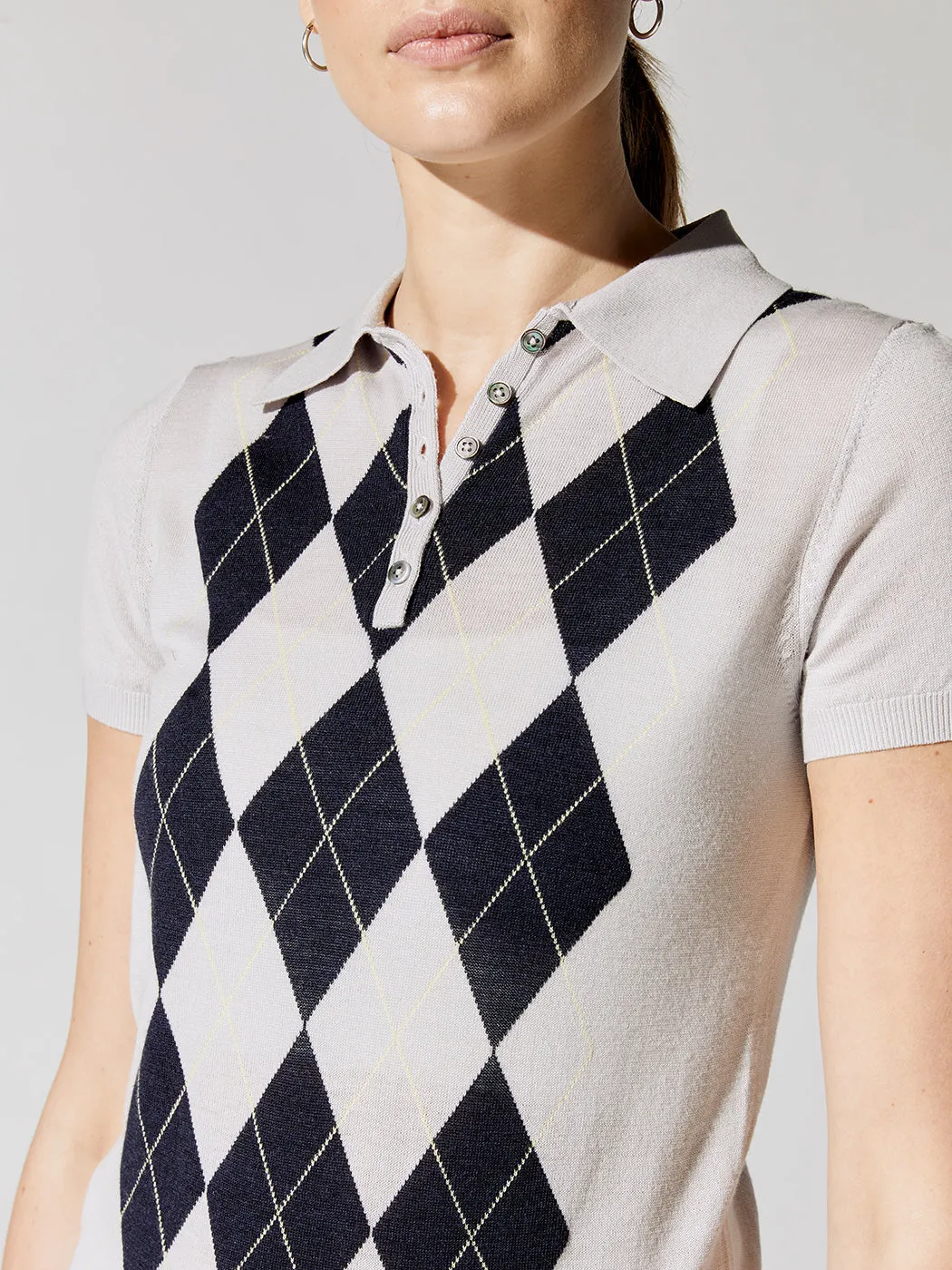 Argyle Polo - Grey And Blue