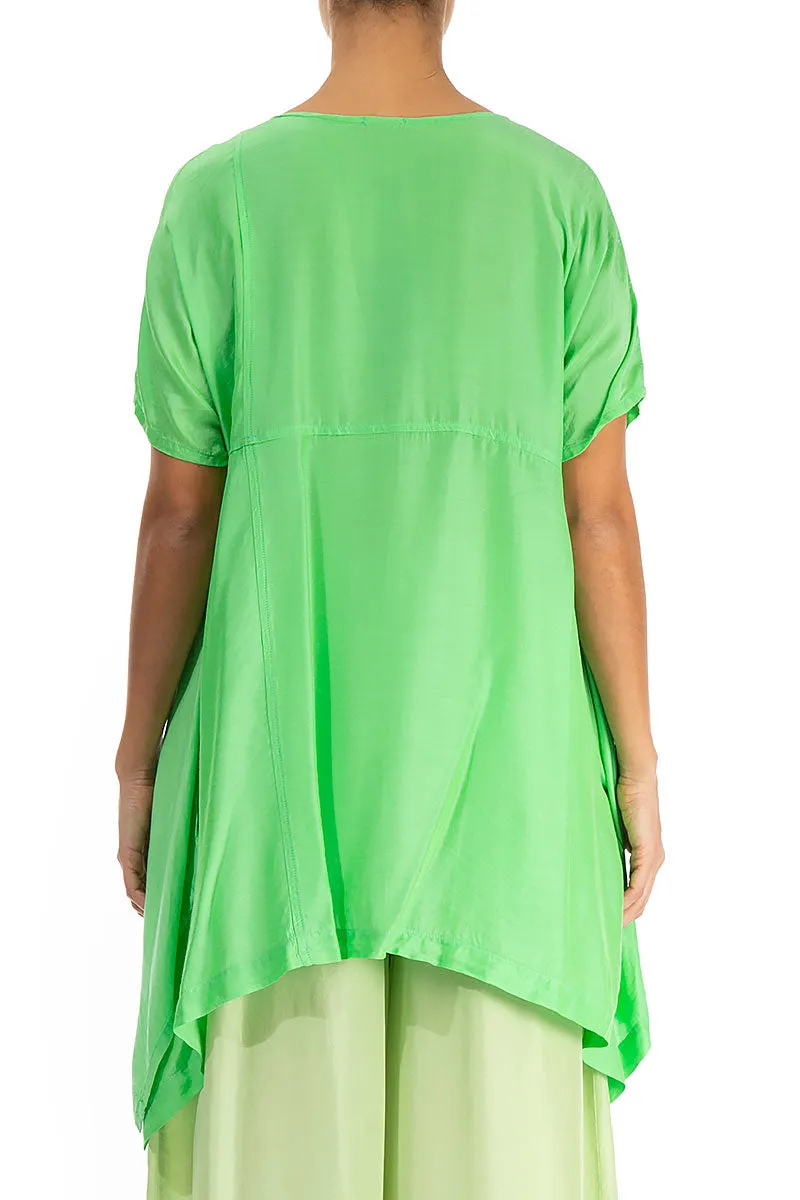 Asymmetric Green Silk Bamboo Tunic