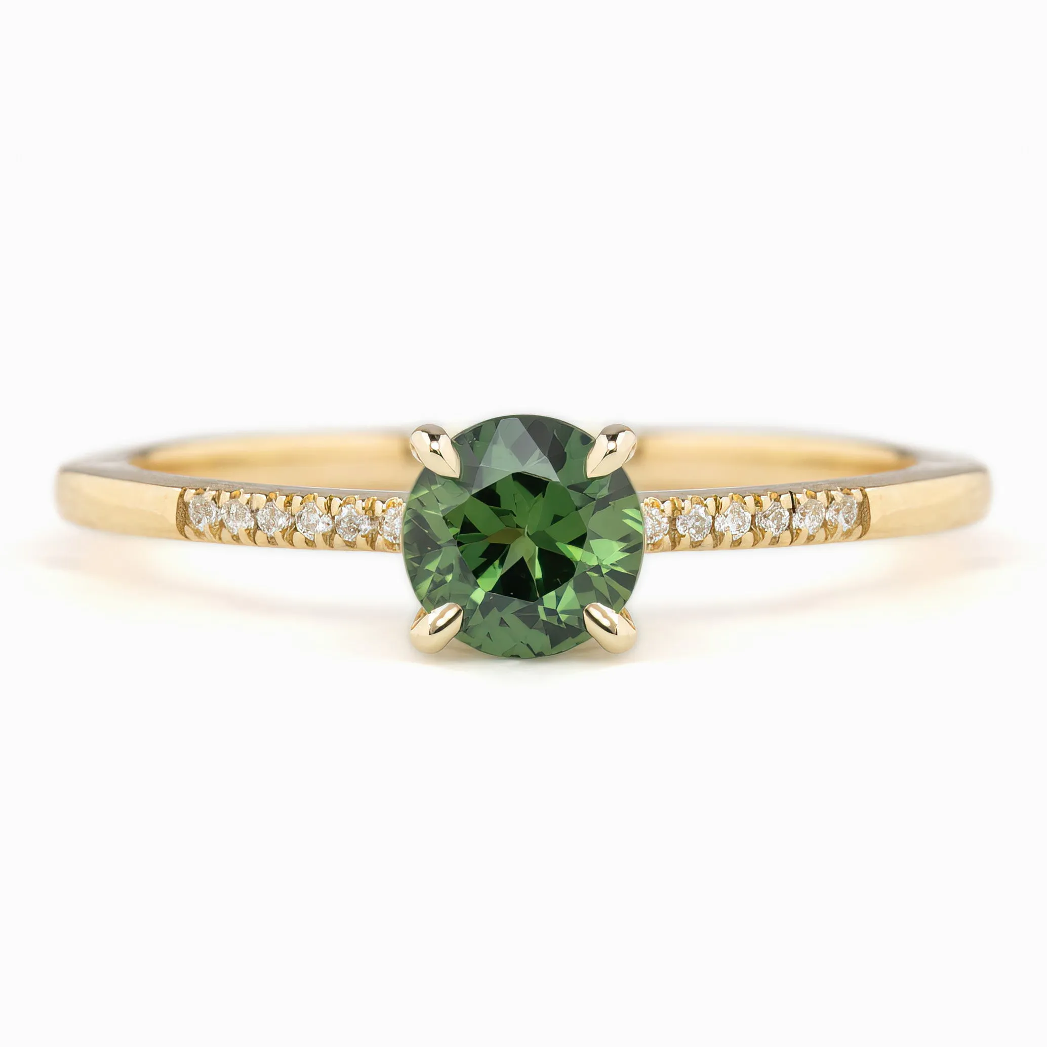 Audrey Ring 0.7ct Green Queensland Sapphire, 14K Yellow Gold (One of a kind)