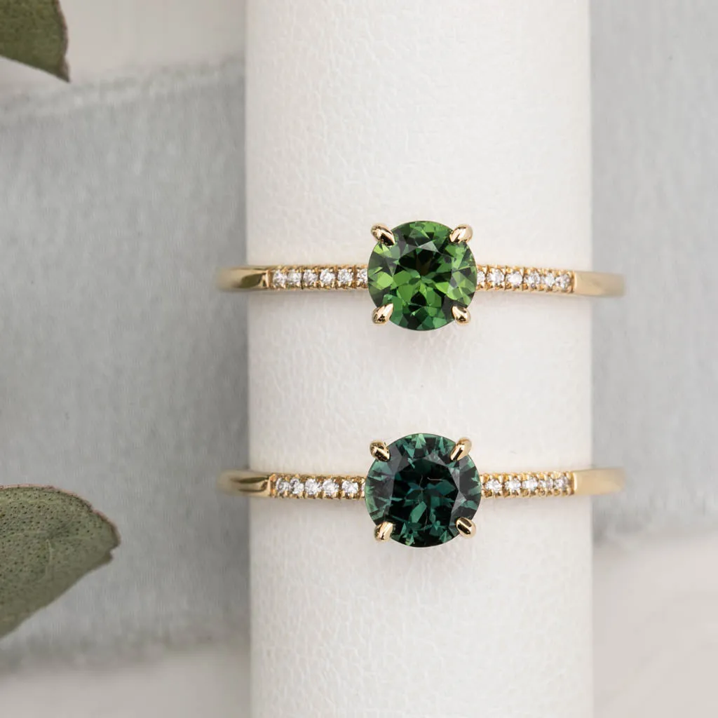 Audrey Ring 0.7ct Green Queensland Sapphire, 14K Yellow Gold (One of a kind)