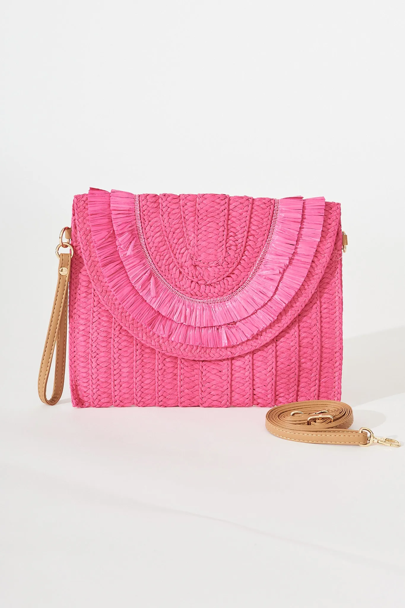 August + Delilah Capri Boho Clutch In Fuchsia