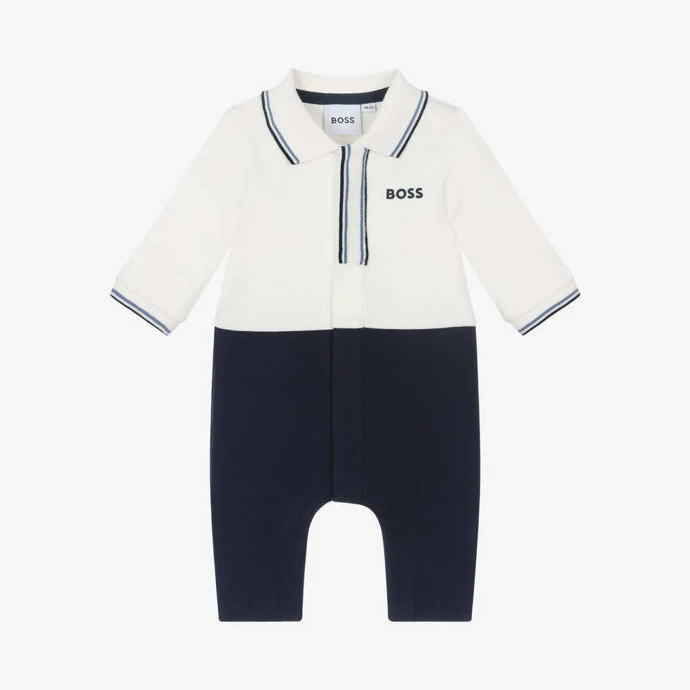 Baby Boys Navy Blue Cotton Romper