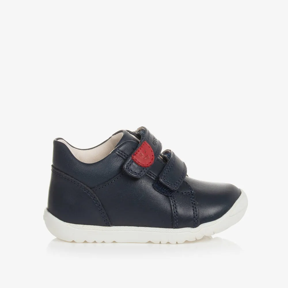 Baby Boys Navy Blue Leather Trainers