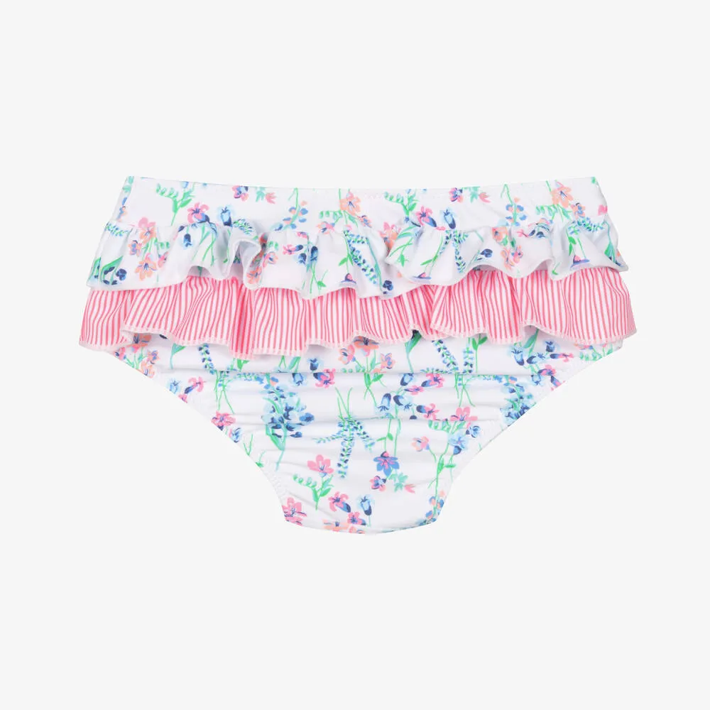 Baby Girls White Floral Bikini Bottoms (UPF50+)