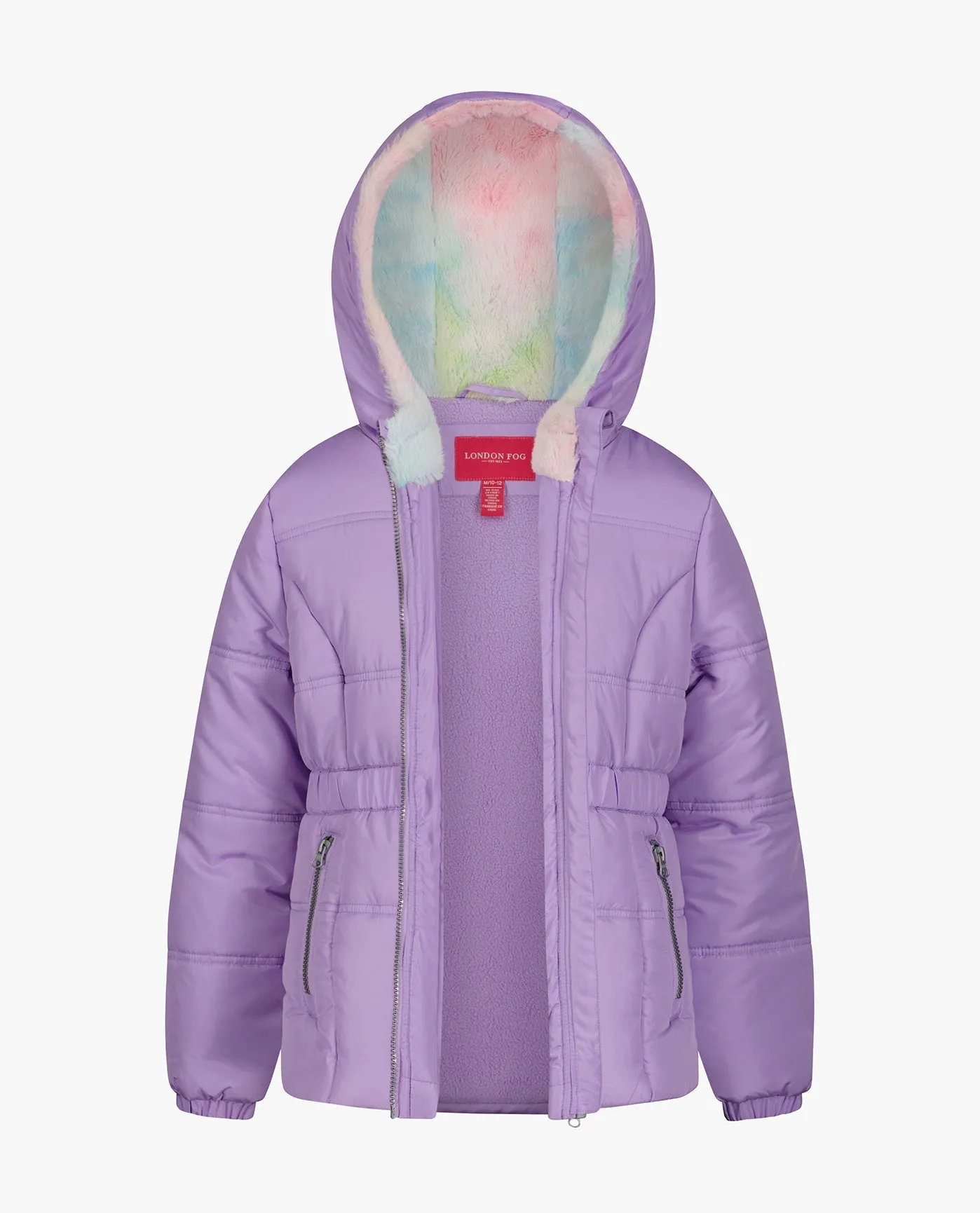 BABY GIRLS ZIP-FRONT HOODED MID CINCH PUFFER