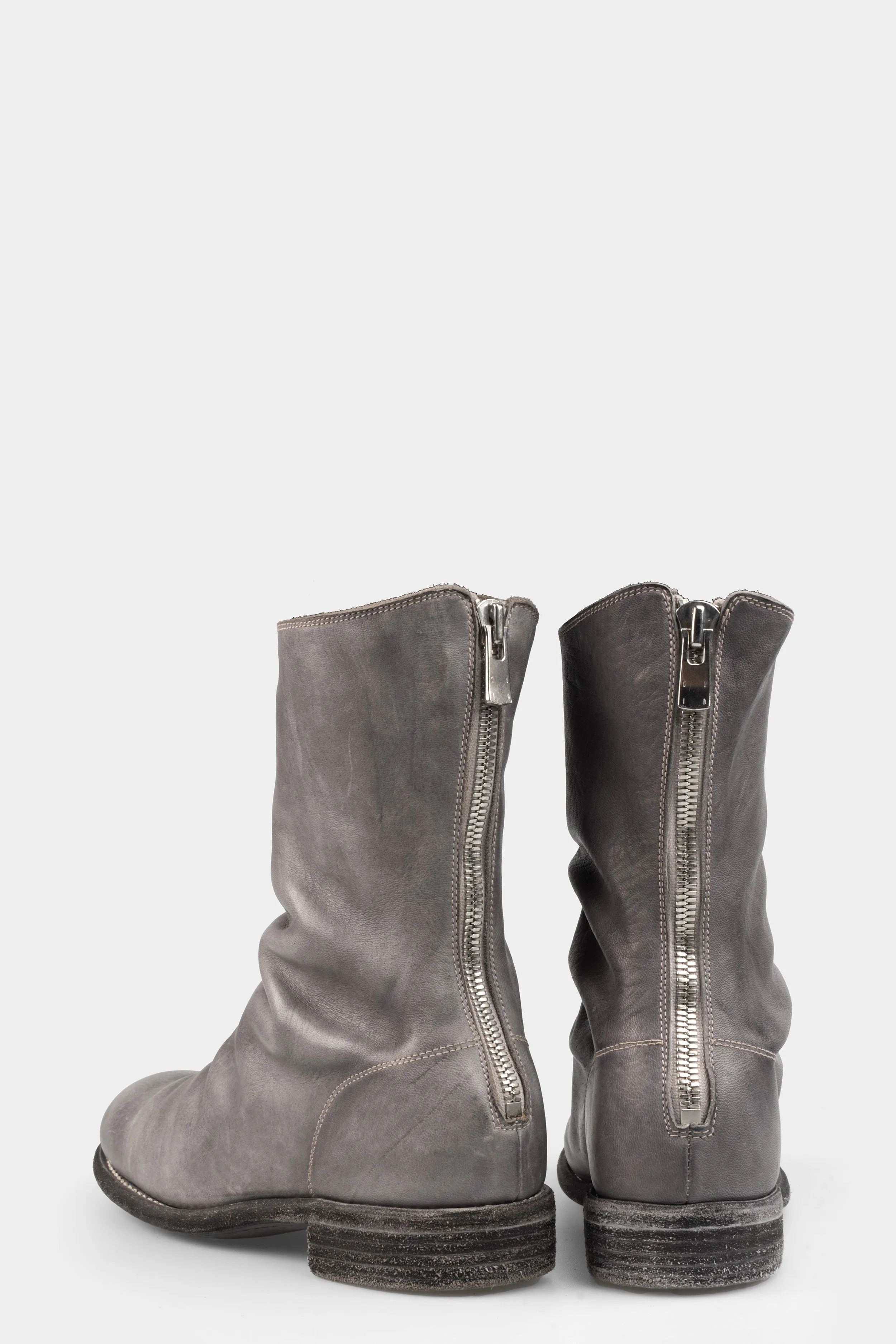 Back zip mid-top leather boots | 988ZX