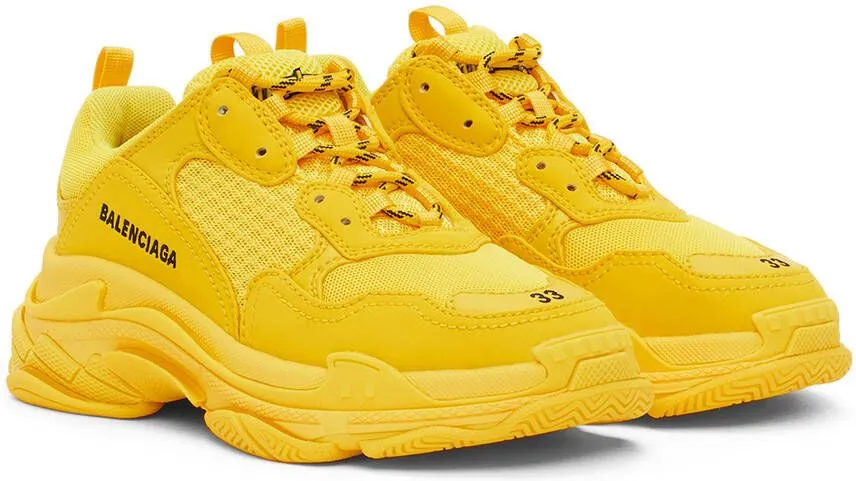 Balenciaga Kids Yellow Triple S Sneakers