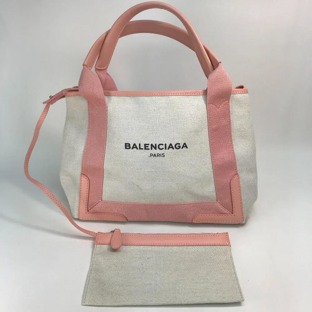 BALENCIAGA Tote Bag 339933 Canvas leather Natural / light pink Navy kabas S Women