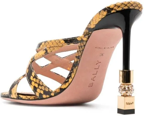 Bally snakeskin-print 110mm leather mules Yellow