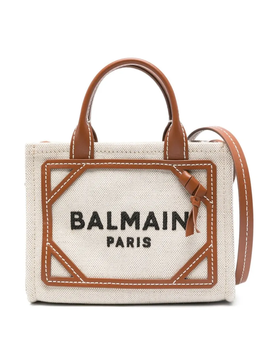 Balmain    Balmain B Army Mini Canvas And Leather Trims Tote Bag