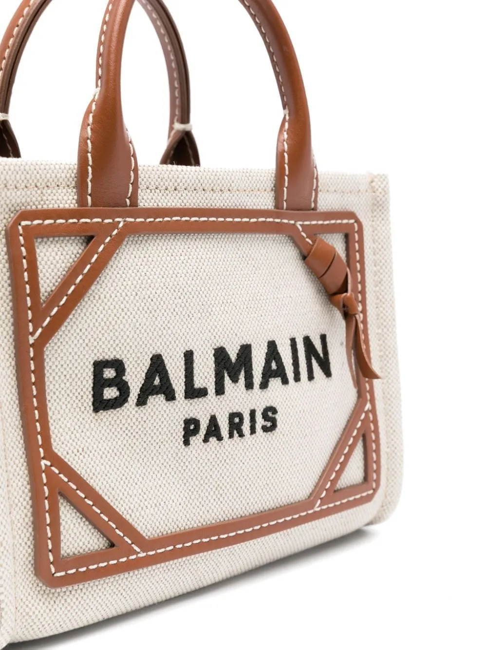 Balmain    Balmain B Army Mini Canvas And Leather Trims Tote Bag