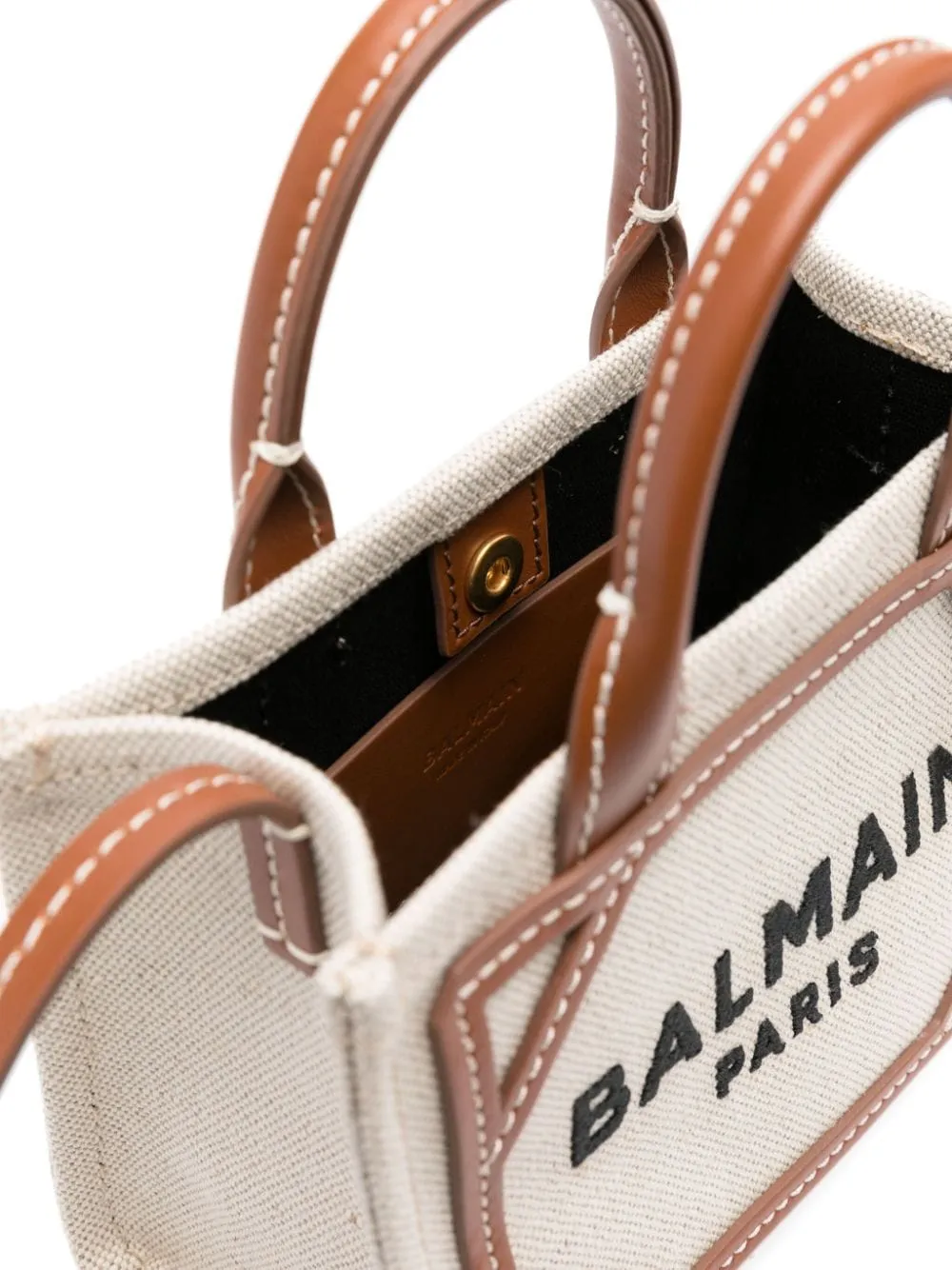 Balmain    Balmain B Army Mini Canvas And Leather Trims Tote Bag