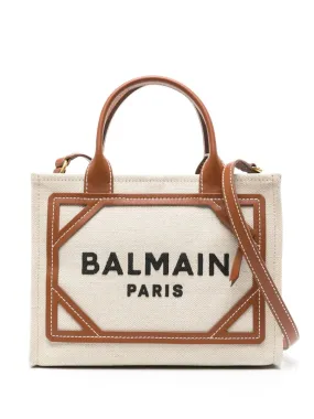 Balmain    Balmain B Army Small Canvas And Leather Trims Tote Bag