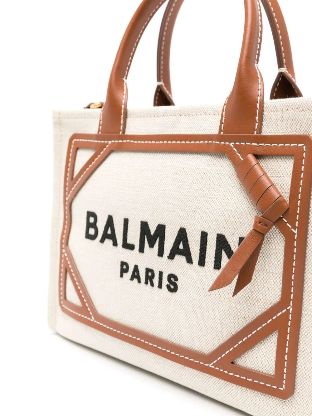 Balmain    Balmain B Army Small Canvas And Leather Trims Tote Bag