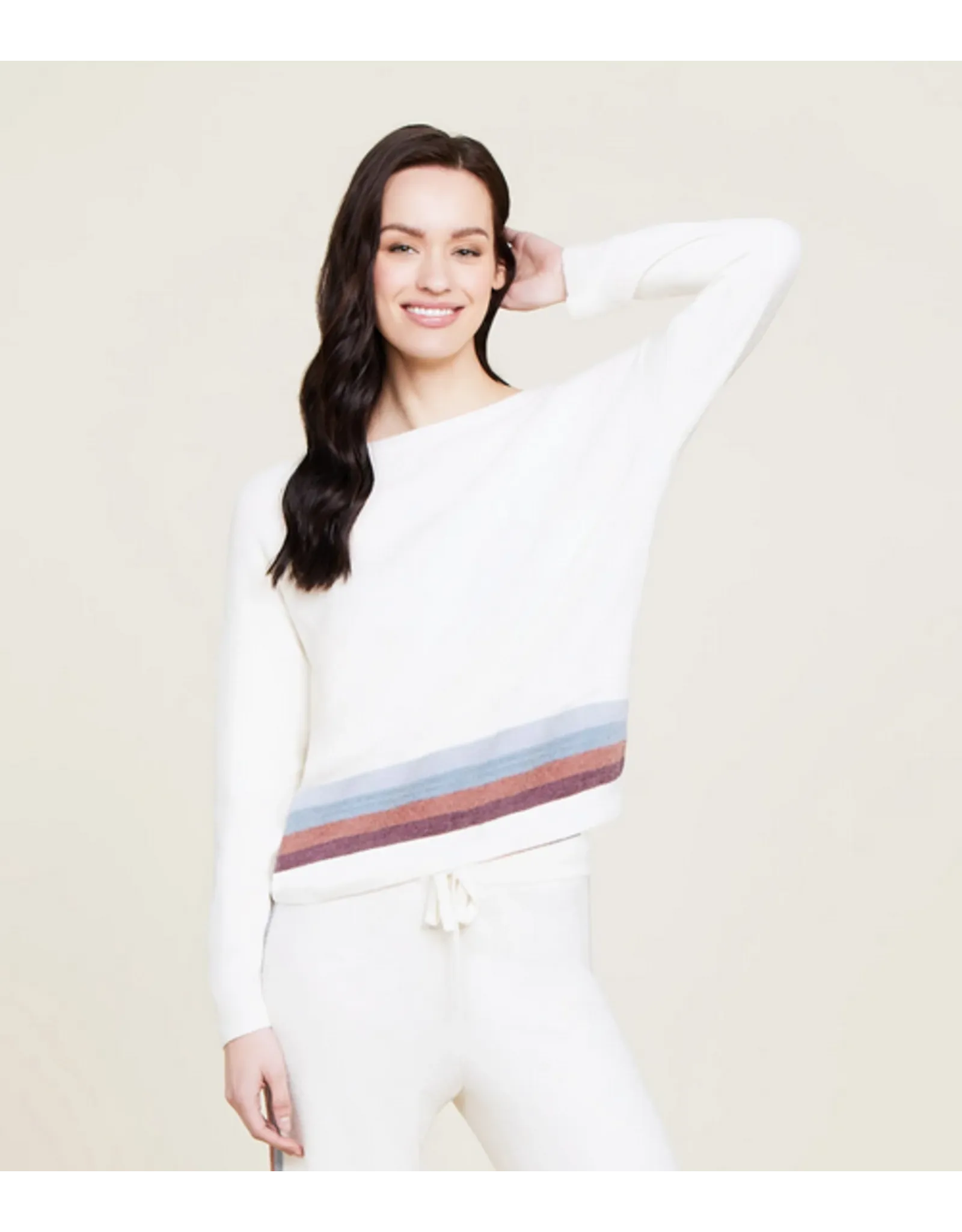Barefoot Dreams CCUL Multi Stripe Pullover Cream