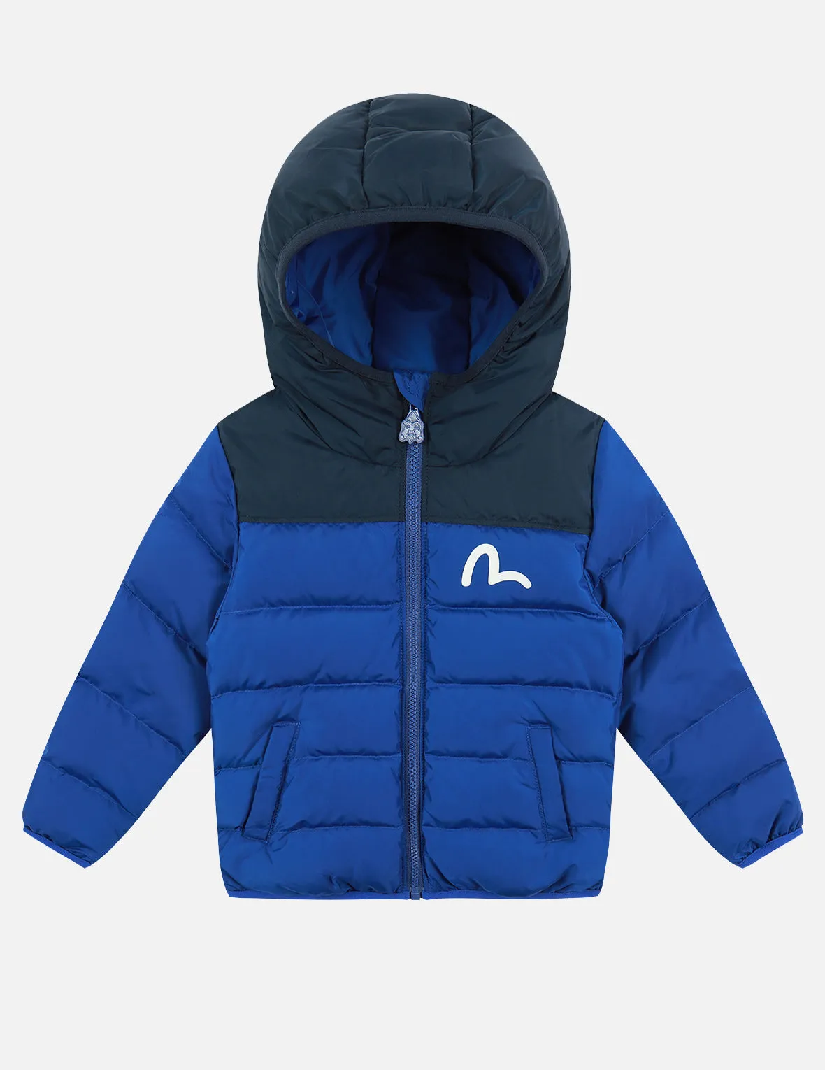 Bear Print Colorblock Down Jacket