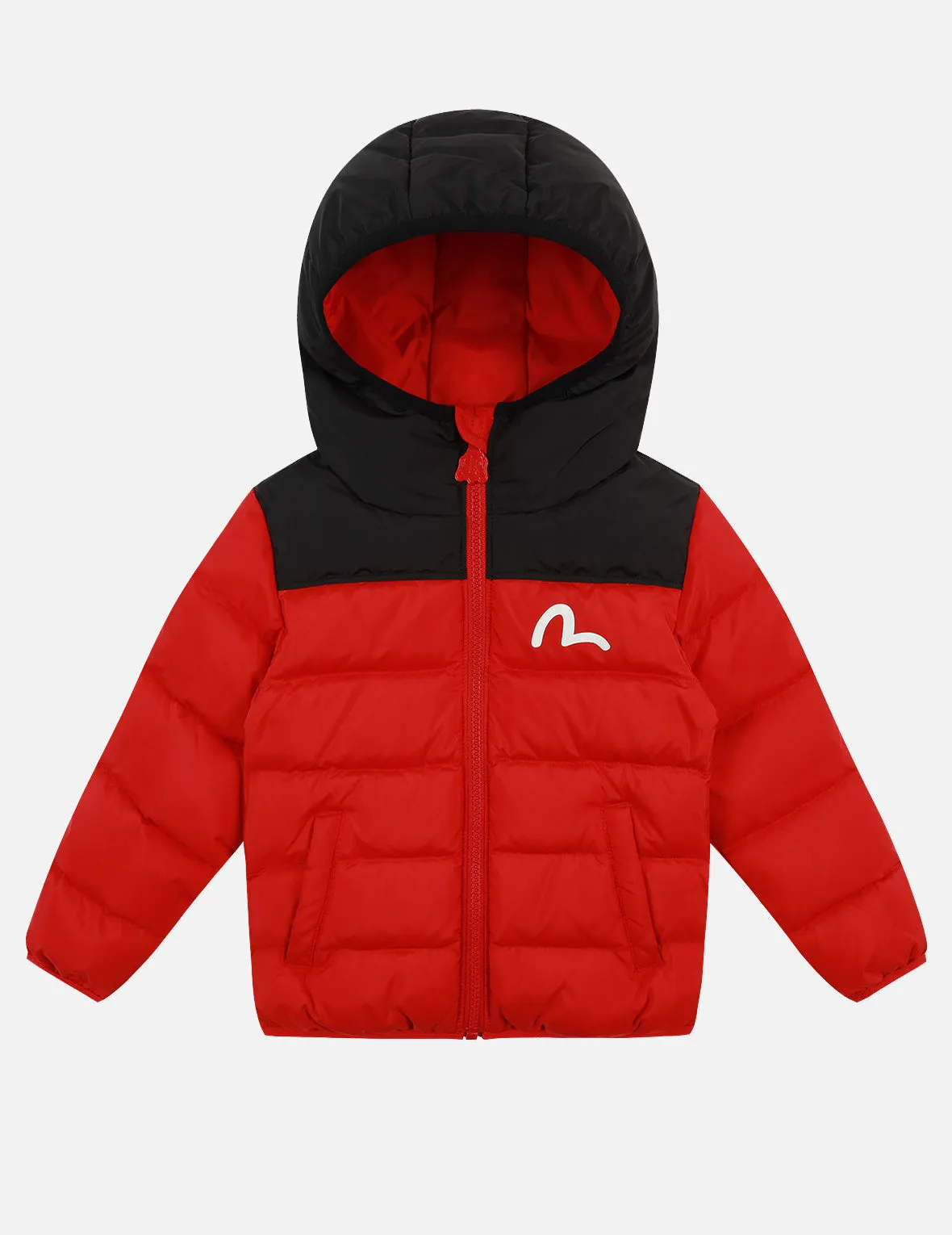 Bear Print Colorblock Down Jacket