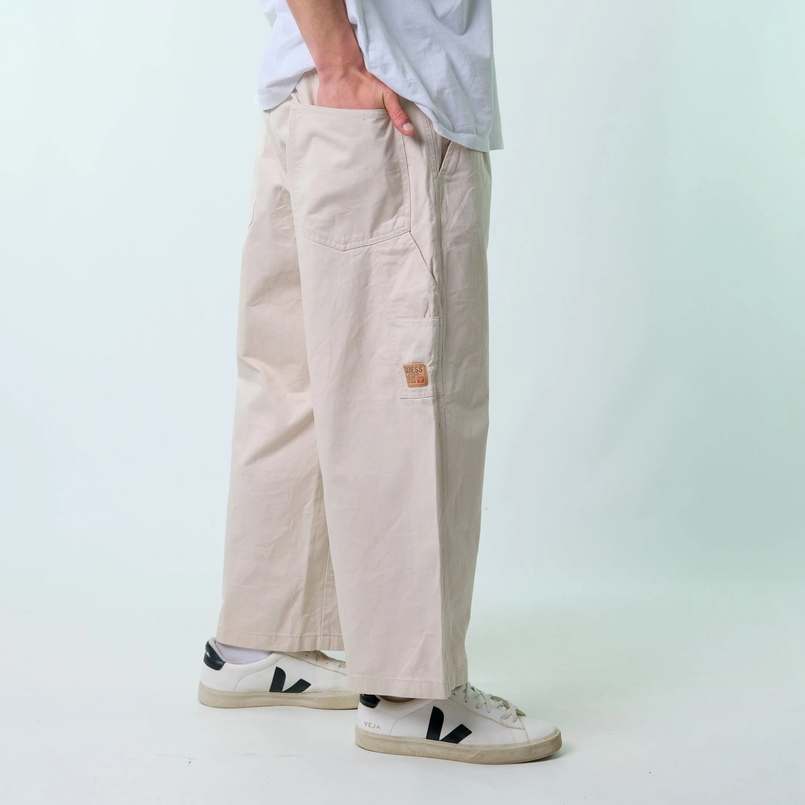 Beige 90s Guess Woven Cargo Pants Baggy Pants (36x30)