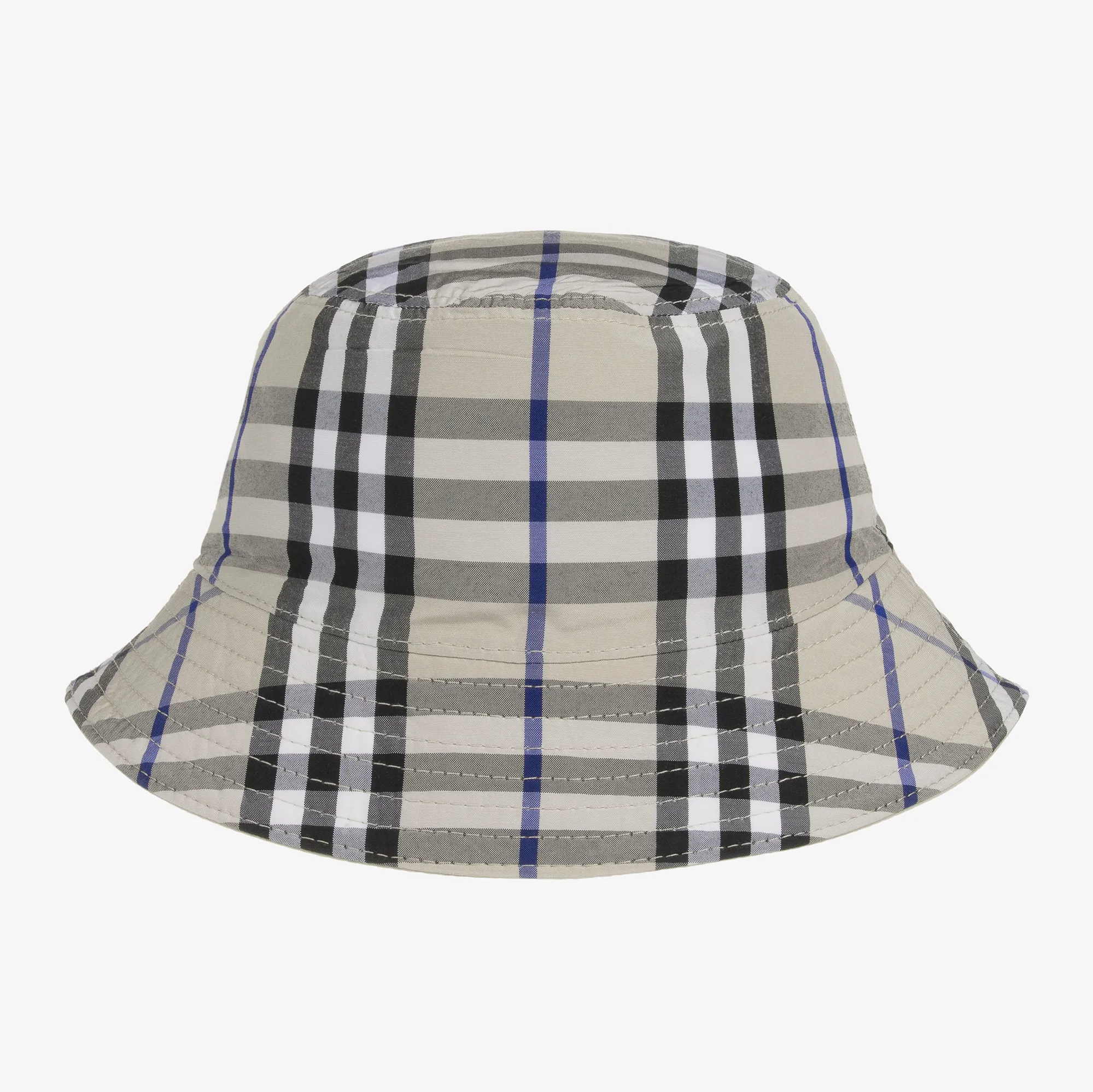 Beige & Check Reversible Bucket Hat