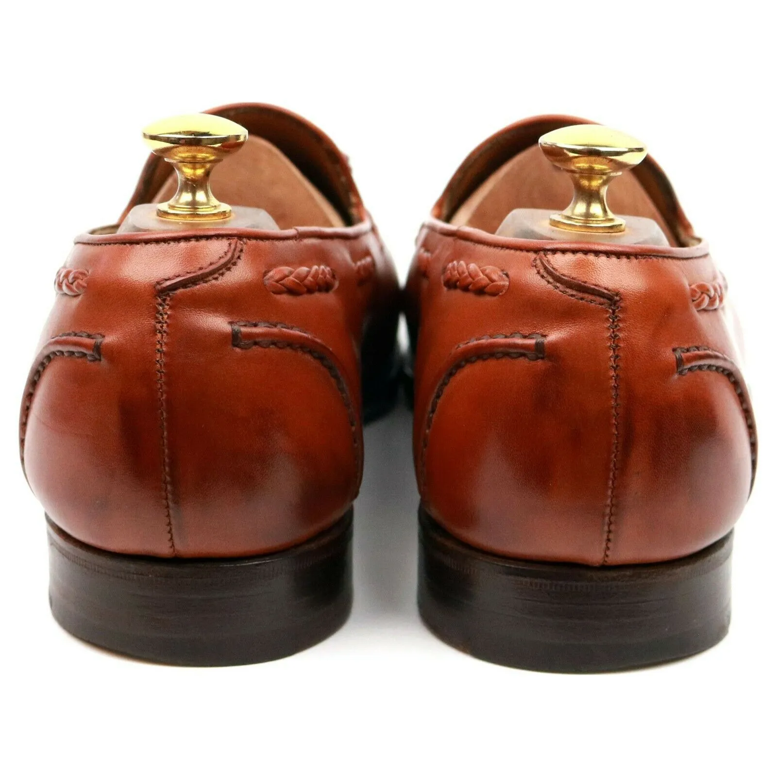 'Belgravia' Tan Brown Leather Tassel Loafers UK 10.5 C