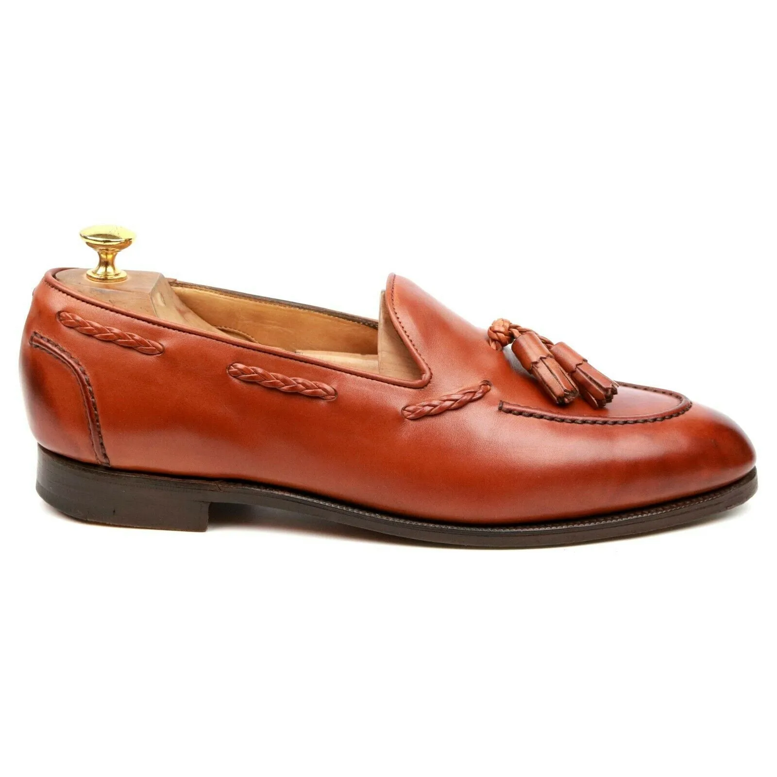 'Belgravia' Tan Brown Leather Tassel Loafers UK 10.5 C