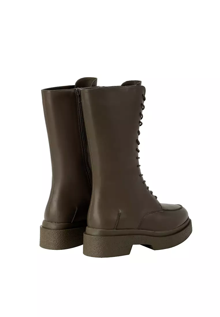 BERACAMY BERACAMY Tie Zip Boot - Olive