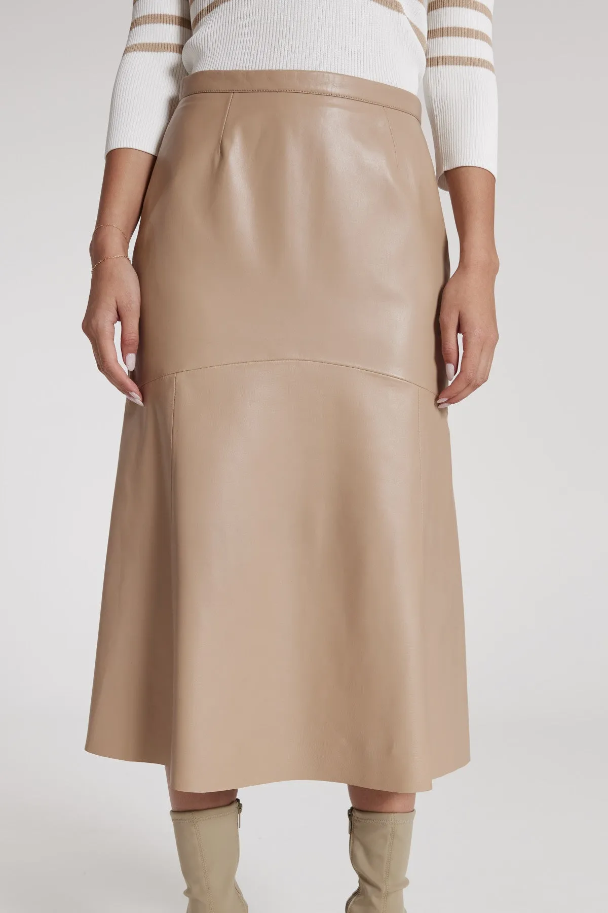 Bianca Leather Skirt - Camel