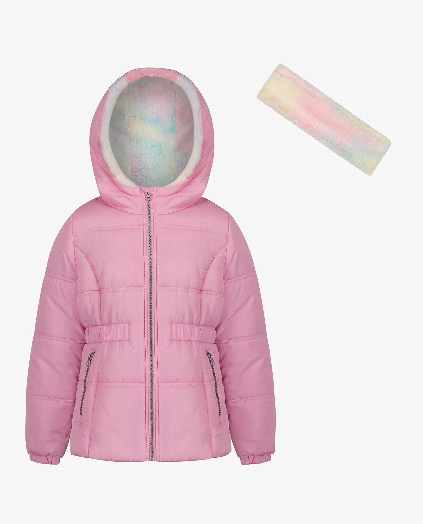 BIG GIRLS ZIP-FRONT HOODED MID CINCH PUFFER