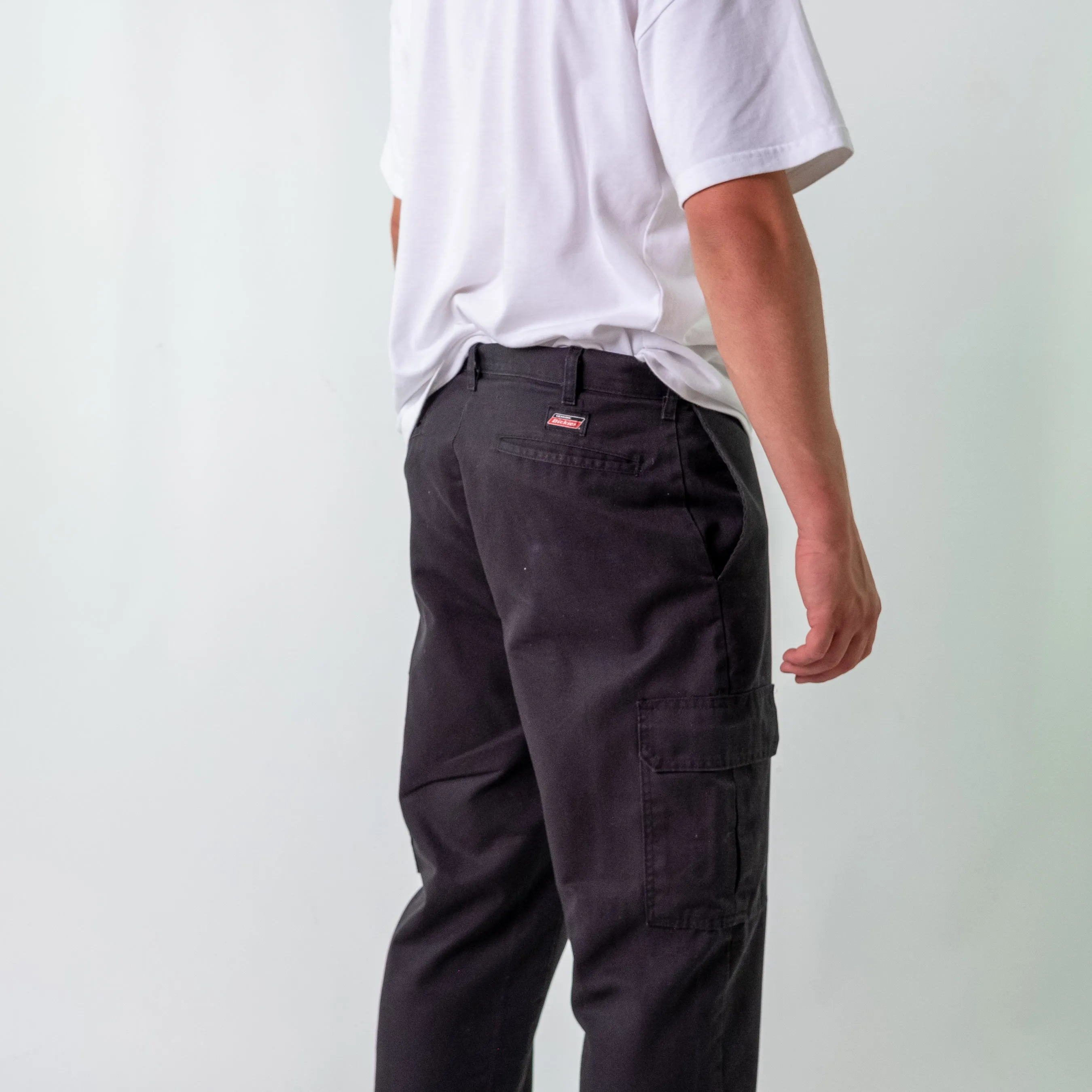 Black 90s Dickies Woven Cargo Pants Baggy Pants (34x30)