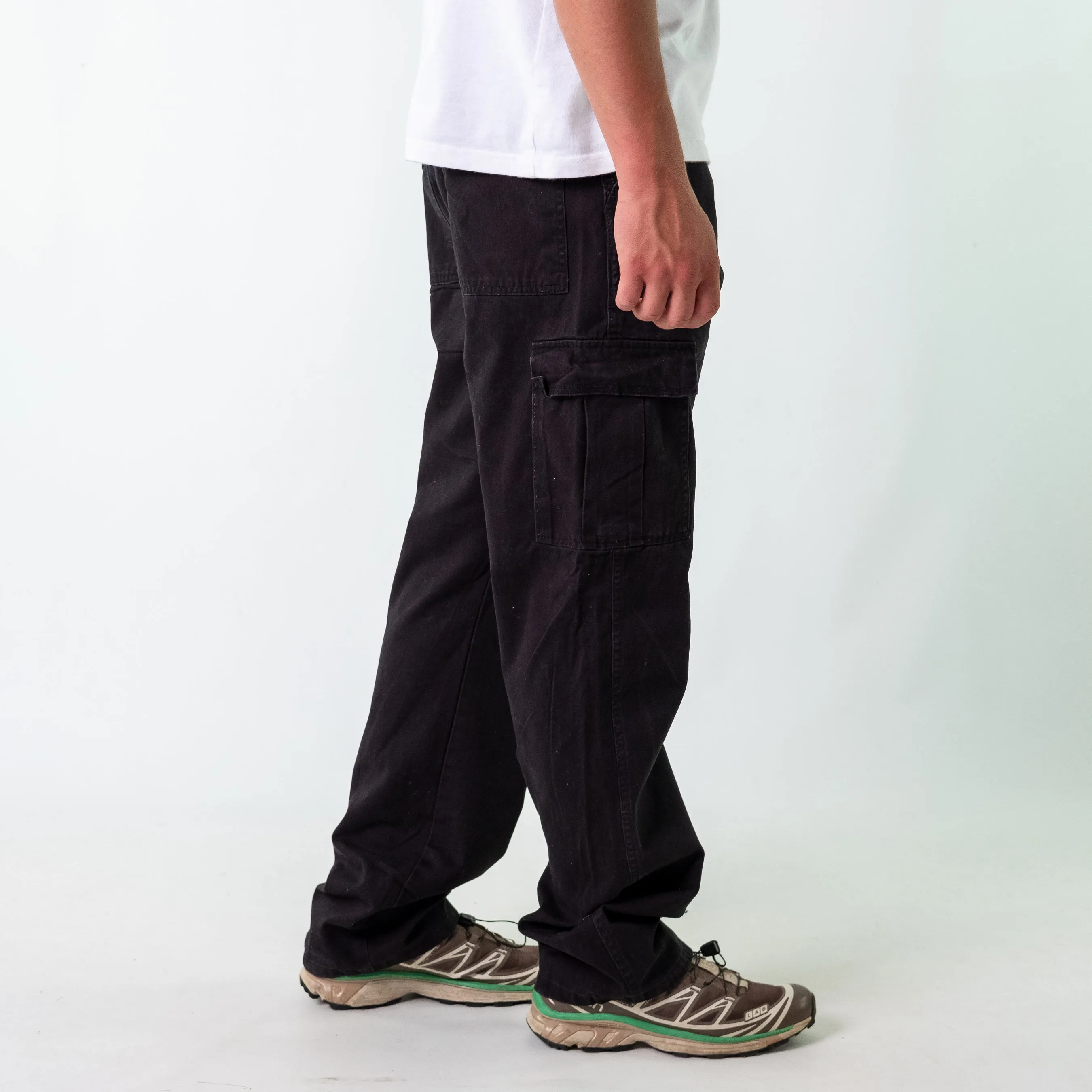 Black 90s Wrangler Woven Cargo Pants Baggy Pants (34x34)