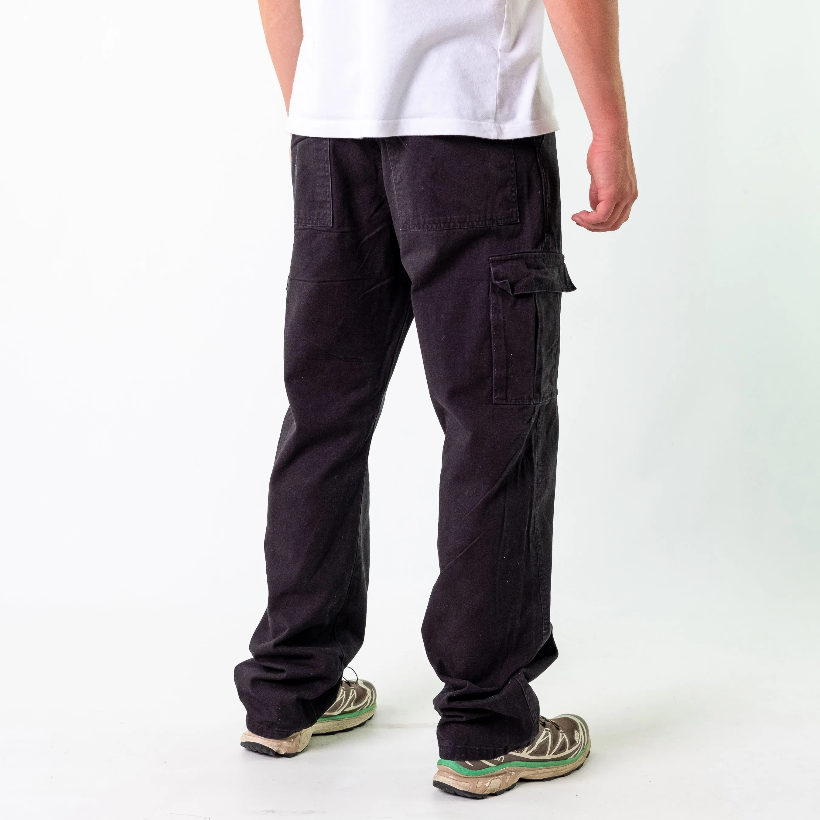 Black 90s Wrangler Woven Cargo Pants Baggy Pants (34x34)