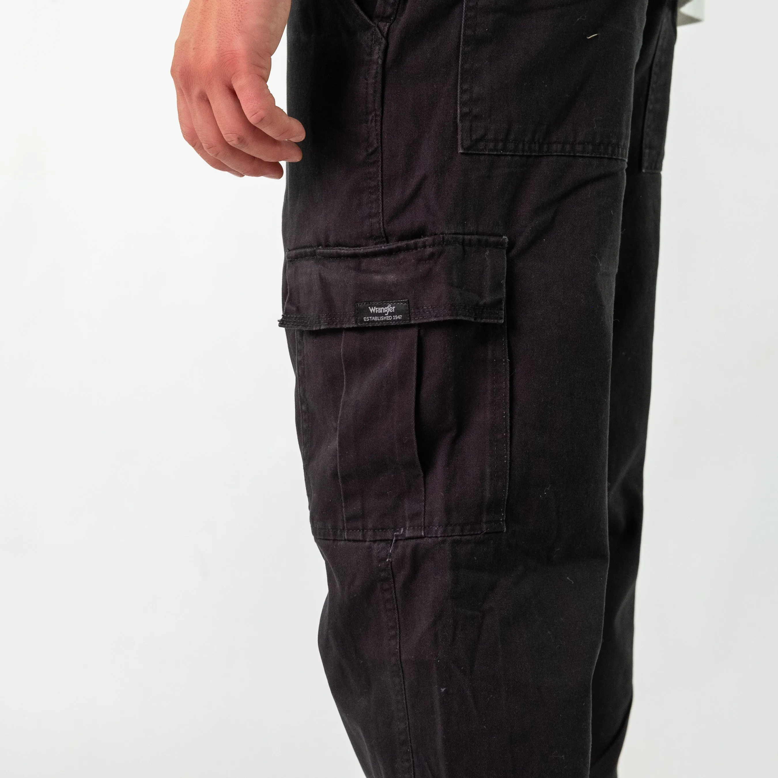 Black 90s Wrangler Woven Cargo Pants Baggy Pants (34x34)