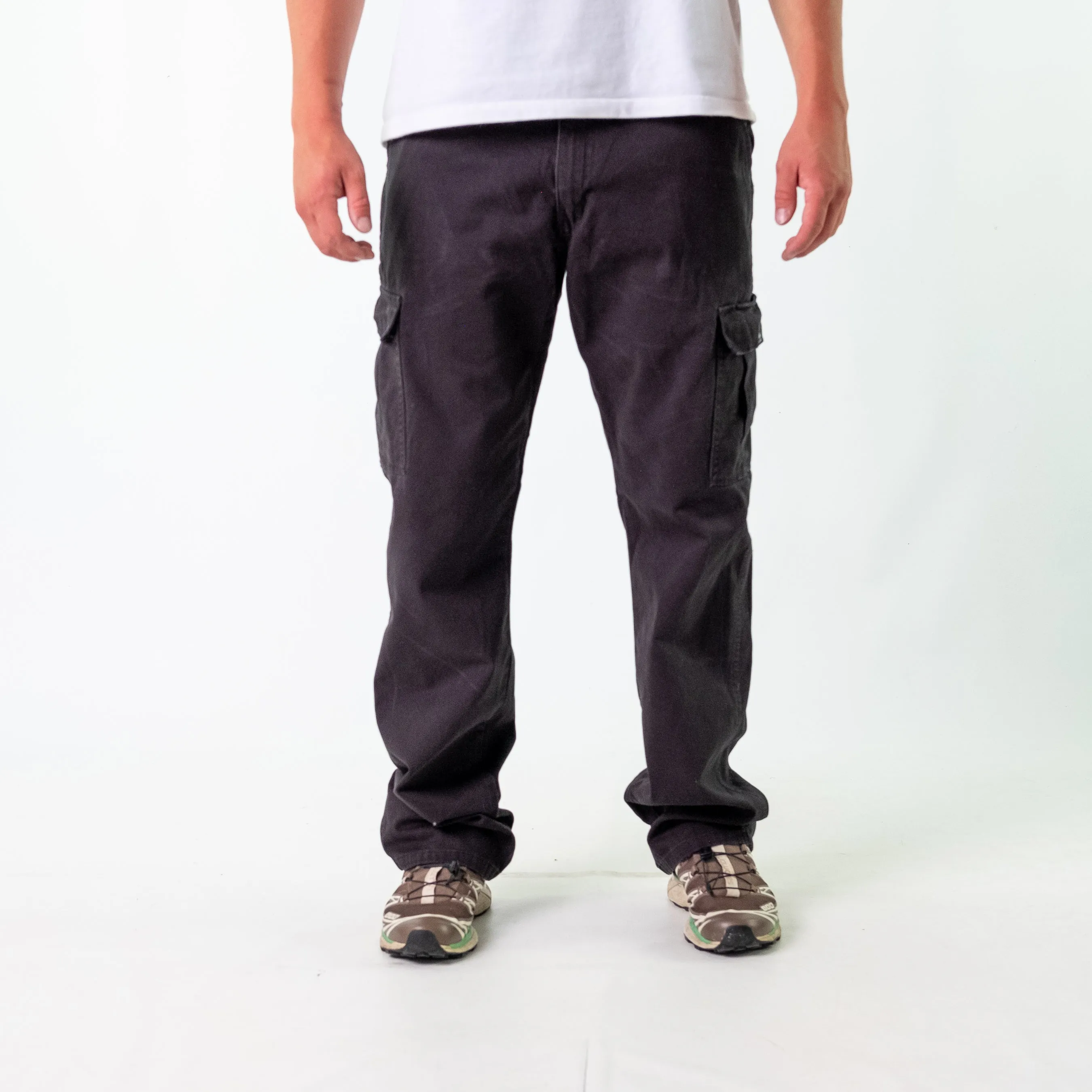 Black 90s Wrangler Woven Cargo Pants Baggy Pants (34x34)