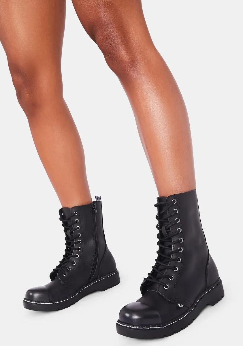 Black Matte Steel Cap 10-Eye Boot-