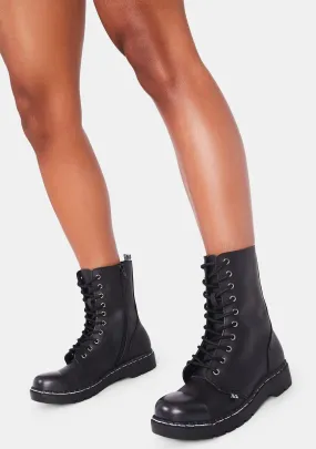 Black Matte Steel Cap 10-Eye Boot-