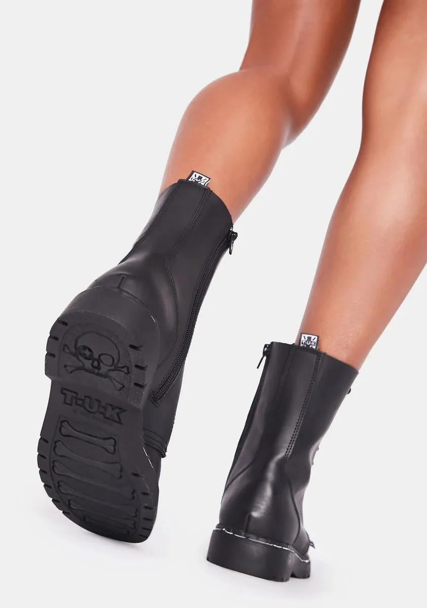 Black Matte Steel Cap 10-Eye Boot-