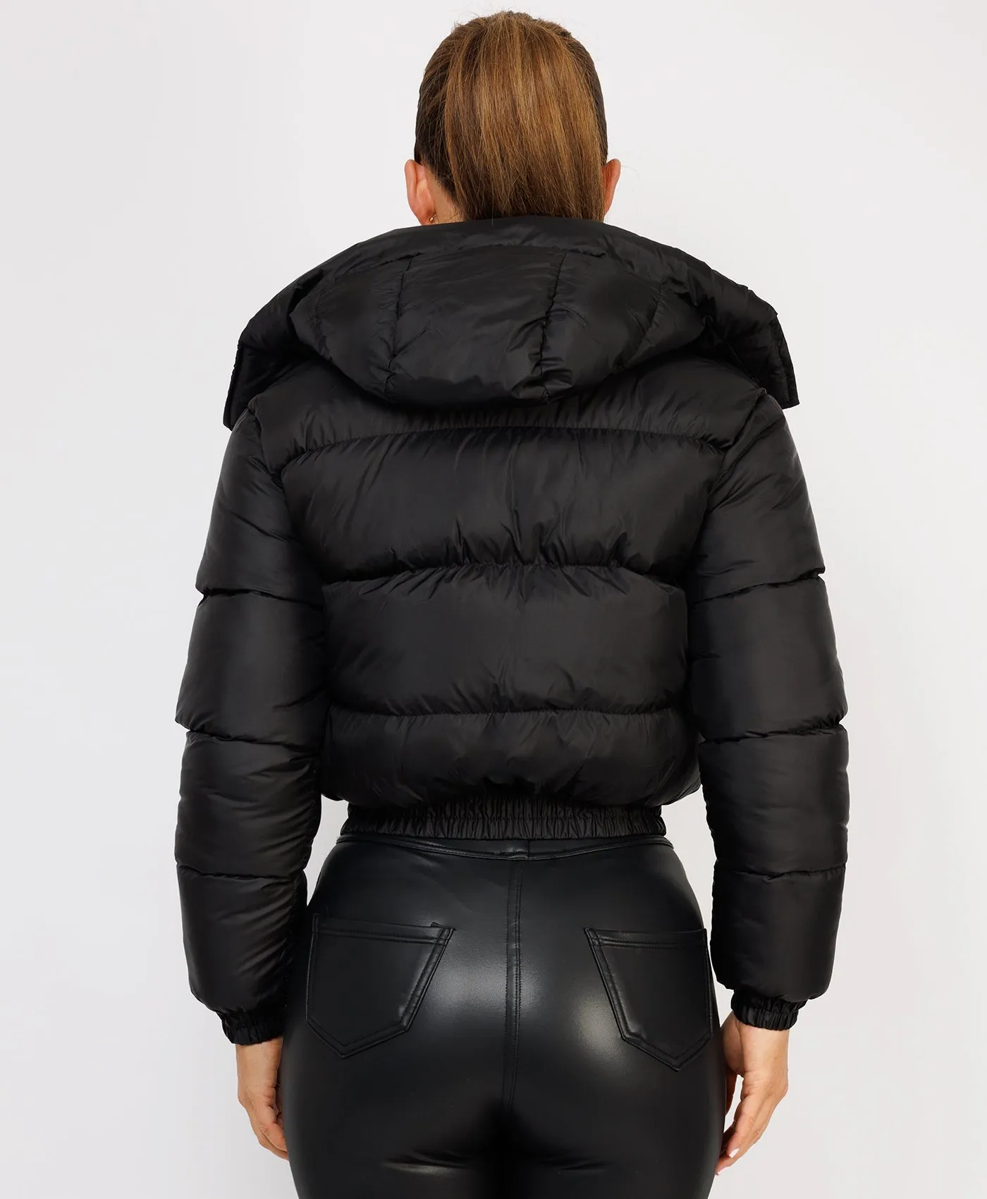 Black Quilted Padded Hooded Puffer Jacket