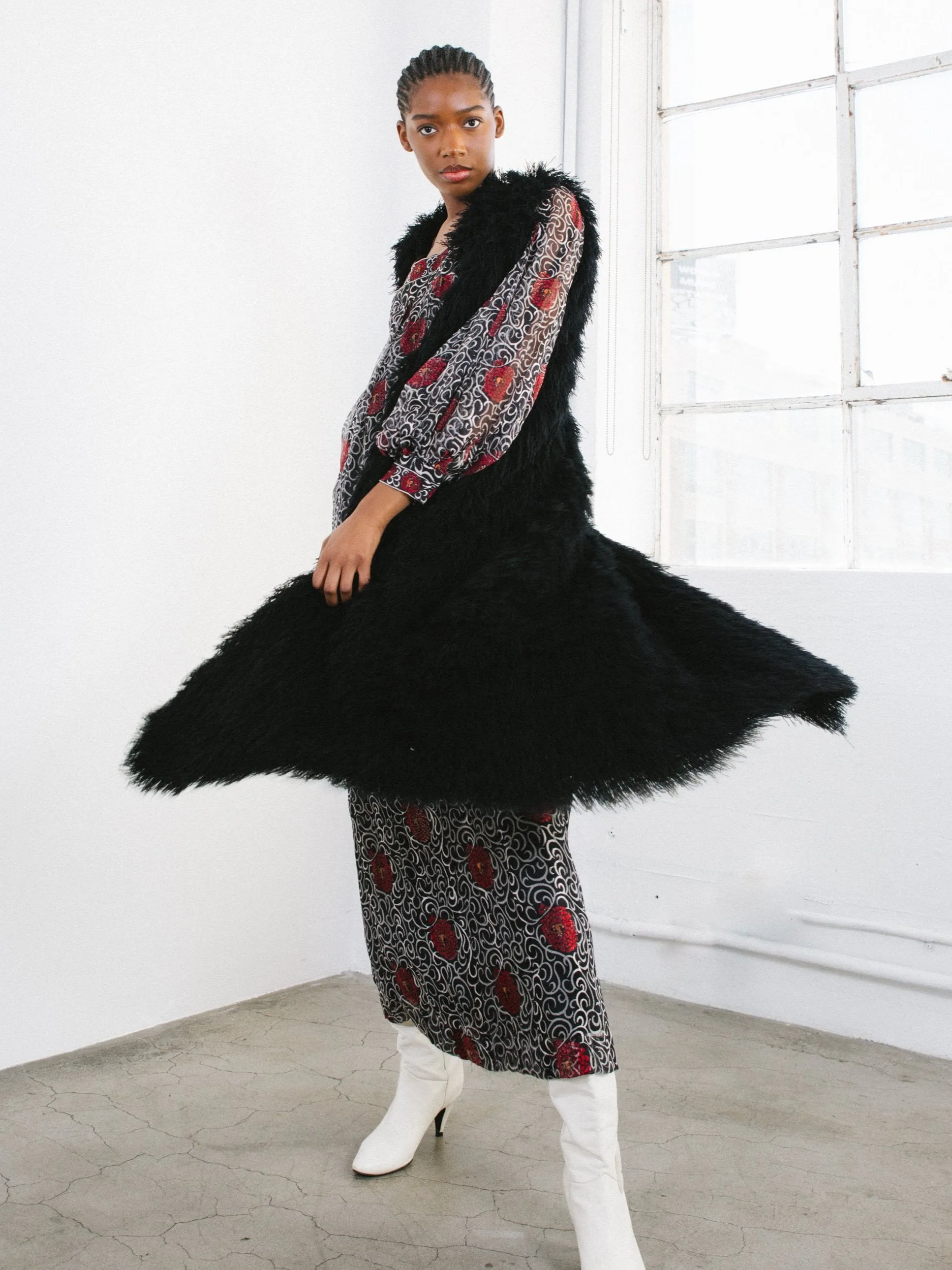 Black Shag Maxi Vest