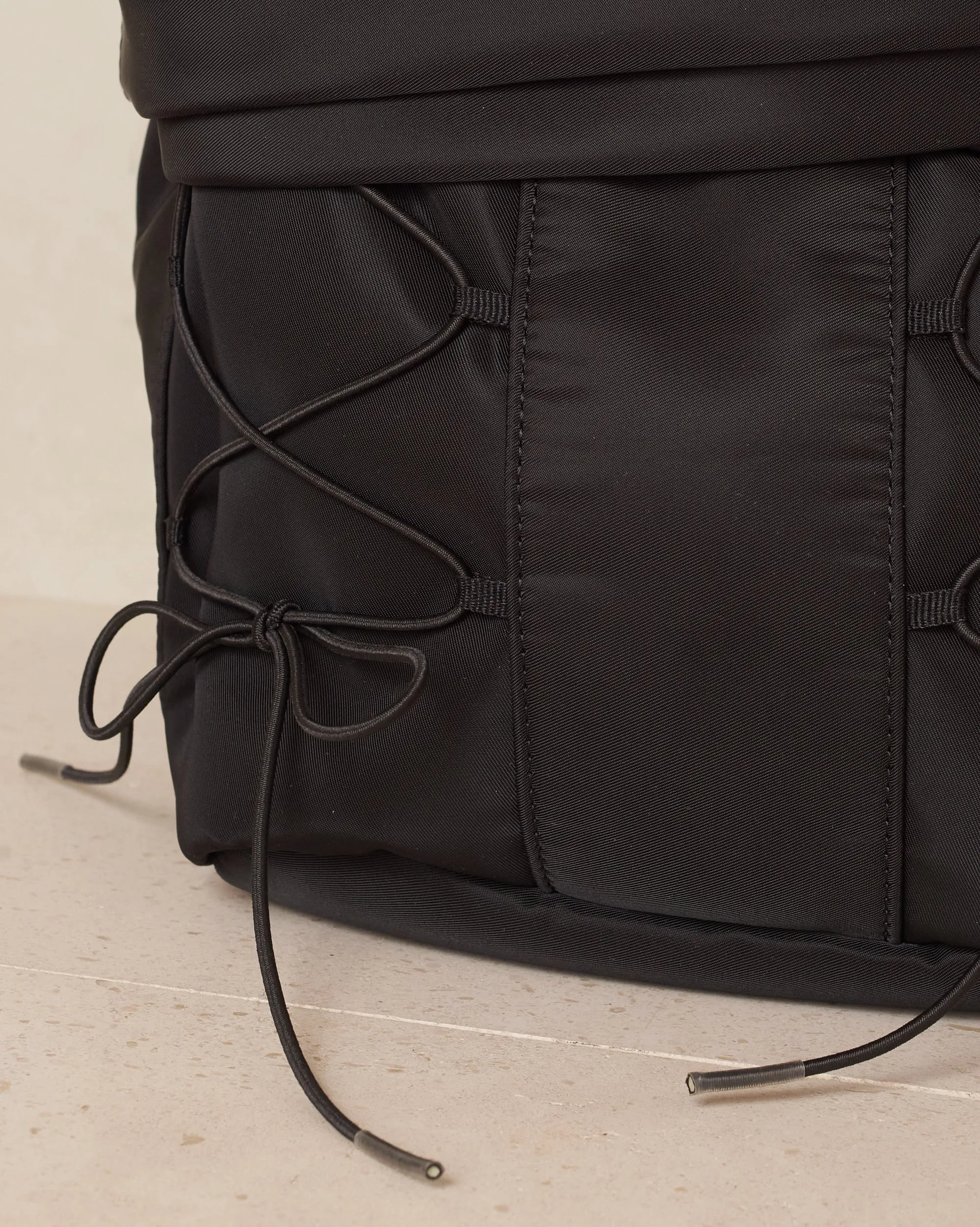Black Sporty Lace Up Military Backpack