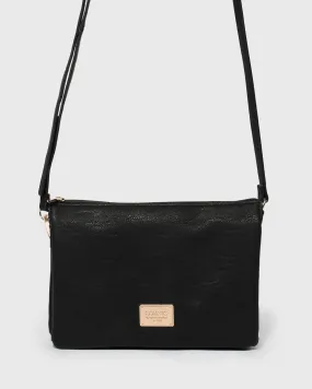 Black Triple Pocket Crossbody Bag