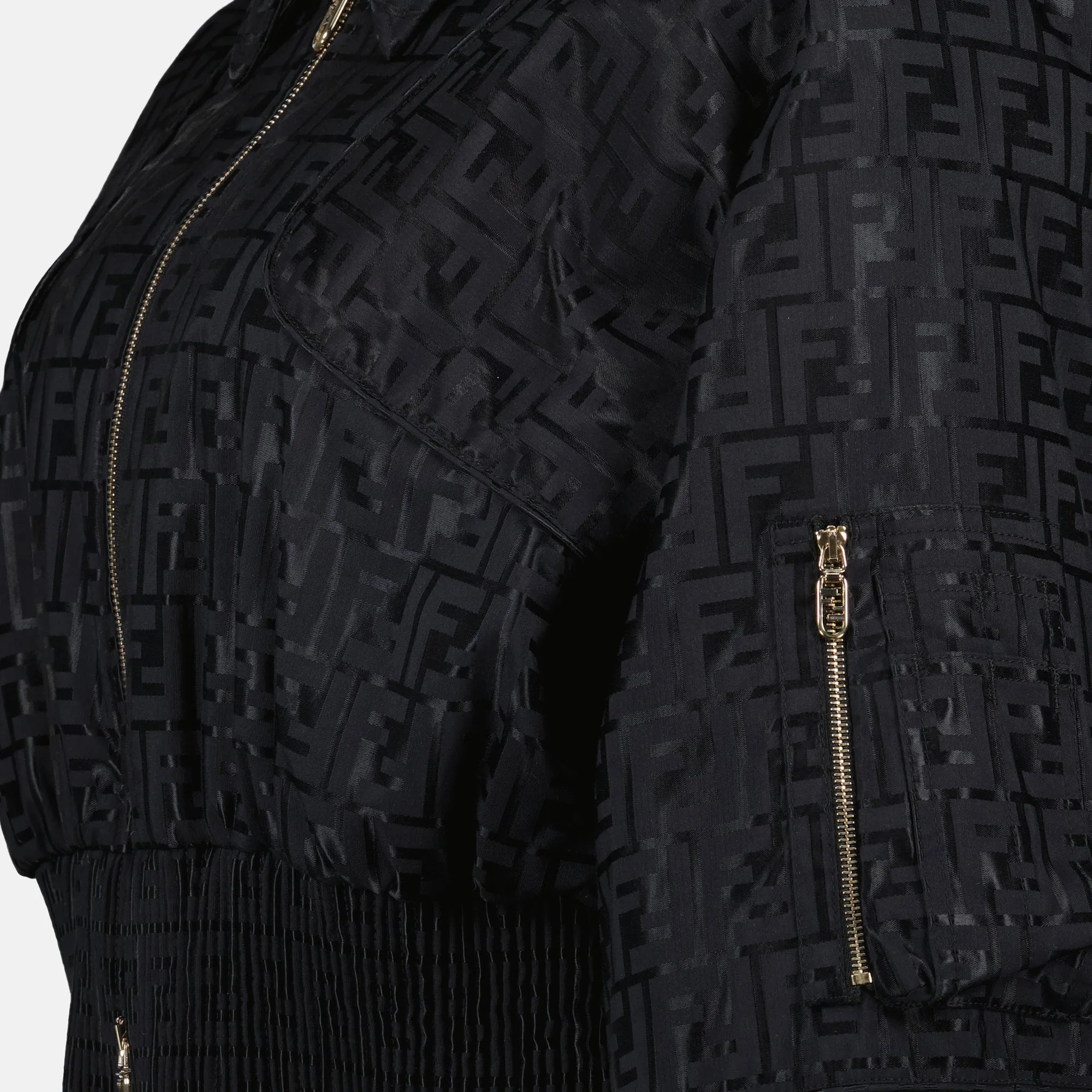 Black Viscose Bomber FF Jacket