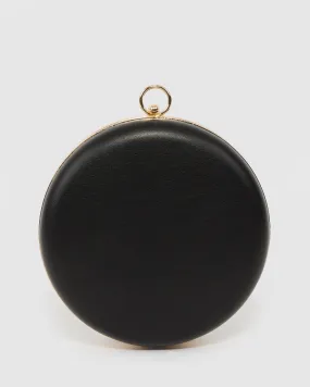 Black Yuki Round Clutch Bag