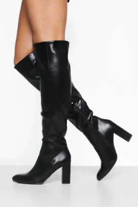 Block Heel Knee High Boots