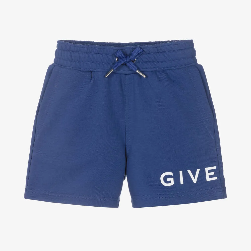 Blue & White Logo Fleece Shorts