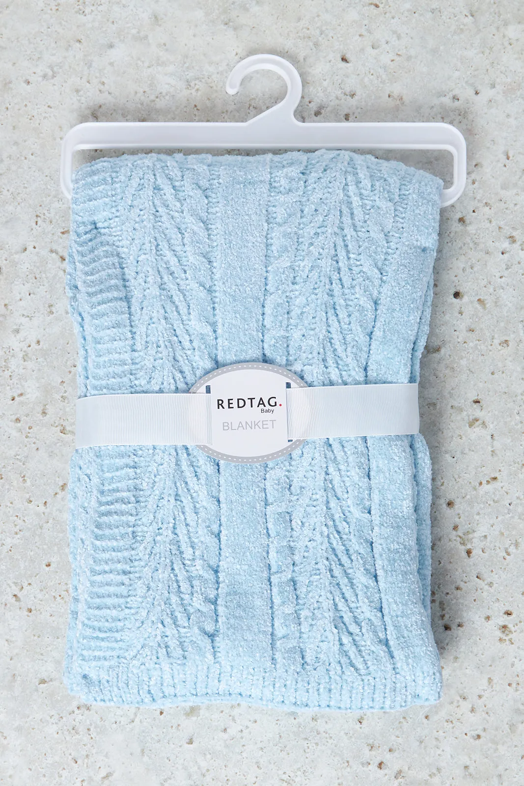 Blue Chenille Knitted  Blanket