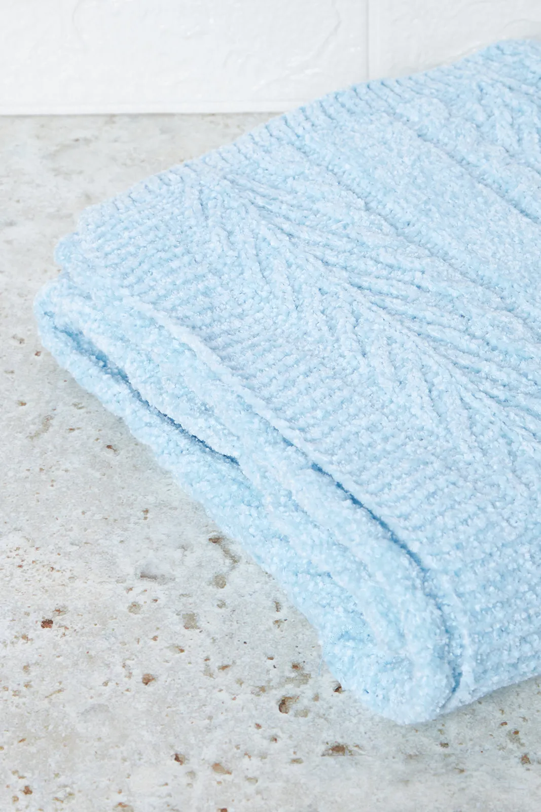 Blue Chenille Knitted  Blanket