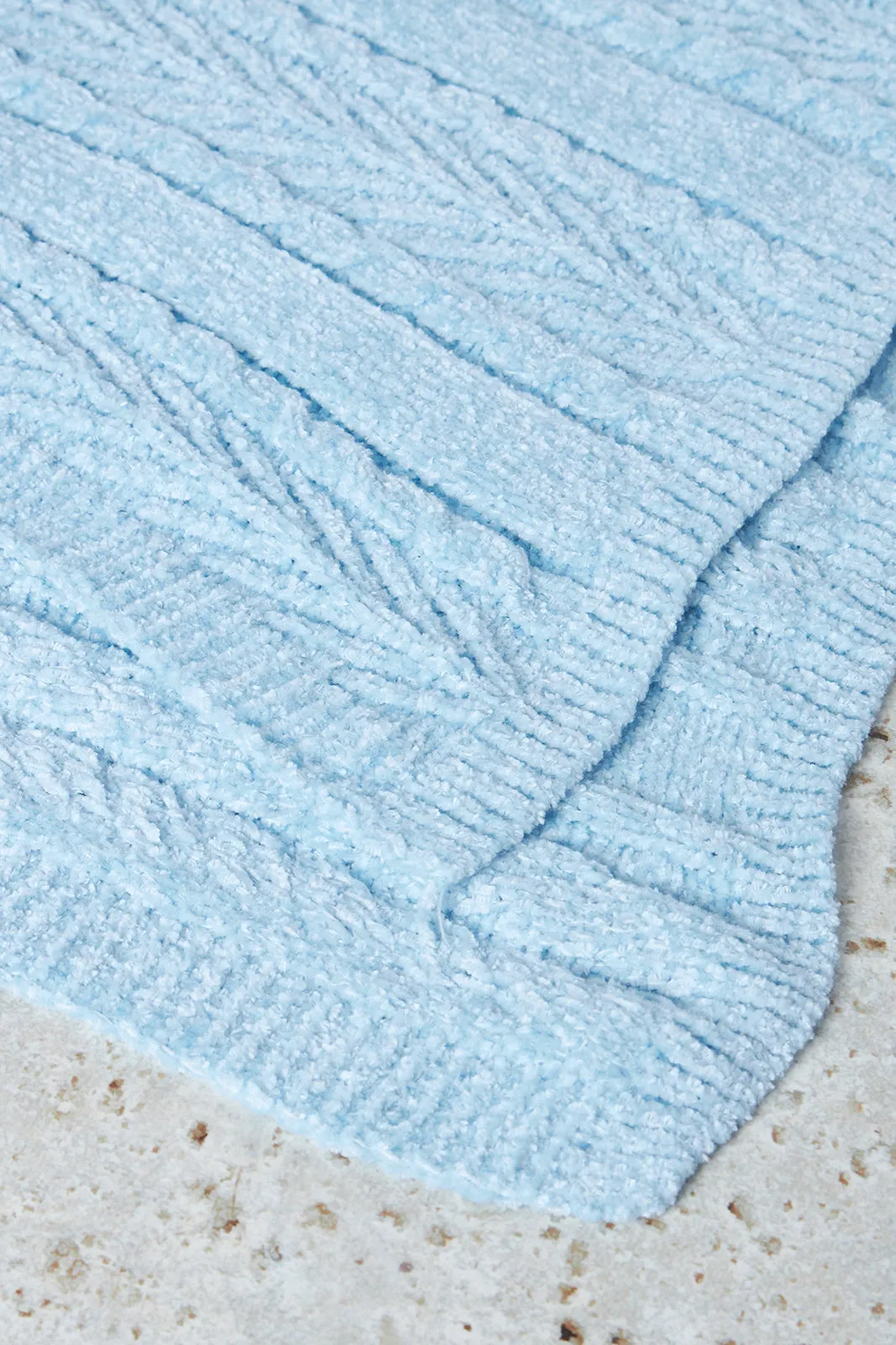 Blue Chenille Knitted  Blanket
