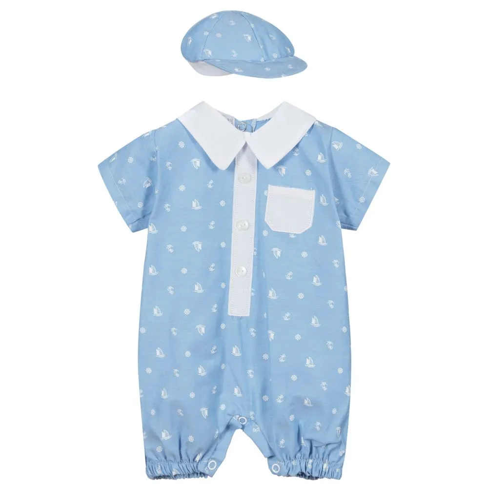 Blue Cotton Shortie & Hat Set